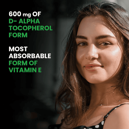 Vitamin E Capsules(400mg) for Face and Hair | 100% Natural Vitamin E Supplement with Vitamin E Oil | Paraben Free